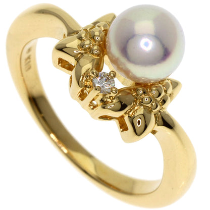 MIKIMOTO Pearl Pearl Diamond Ring K18 Yellow Gold Ladies [Used]