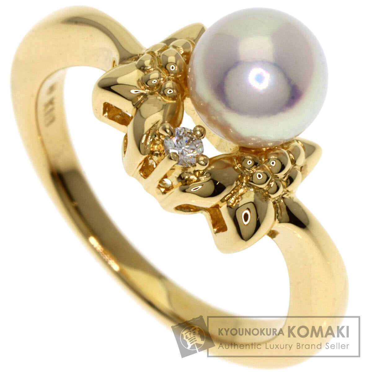 MIKIMOTO Pearl Pearl Diamond Ring K18 Yellow Gold Ladies [Used]
