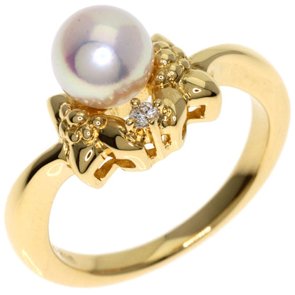 MIKIMOTO Pearl Pearl Diamond Ring K18 Yellow Gold Ladies [Used]