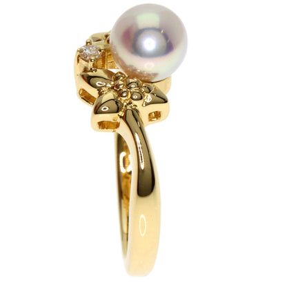 MIKIMOTO Pearl Pearl Diamond Ring K18 Yellow Gold Ladies [Used]