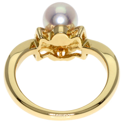 MIKIMOTO Pearl Pearl Diamond Ring K18 Yellow Gold Ladies [Used]