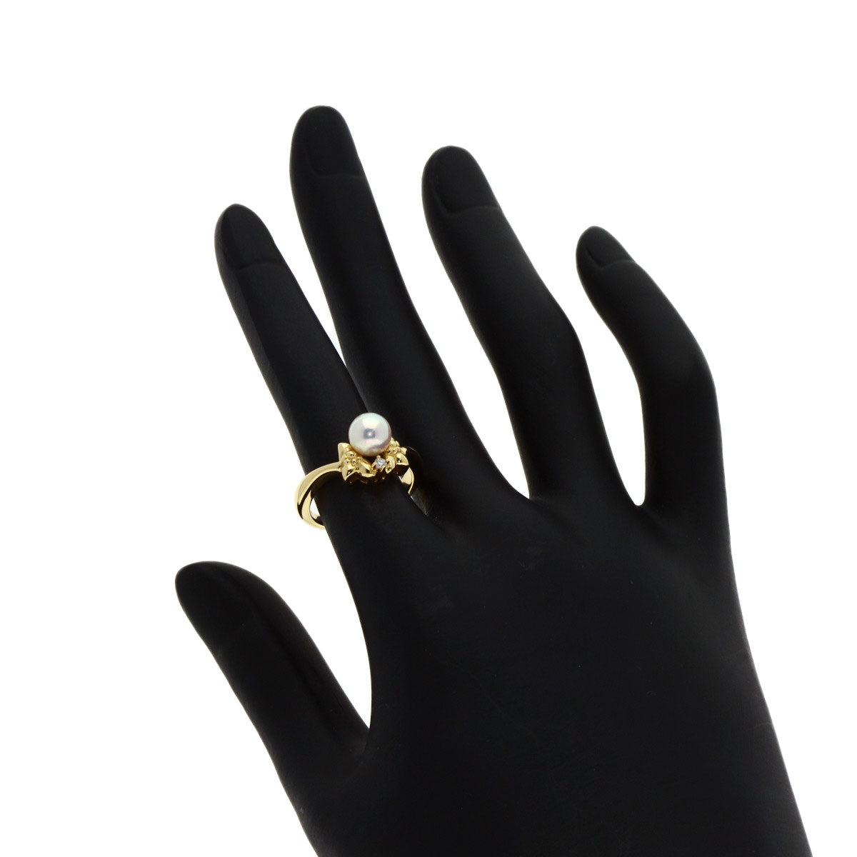 MIKIMOTO Pearl Pearl Diamond Ring K18 Yellow Gold Ladies [Used]