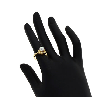 MIKIMOTO Pearl Pearl Diamond Ring K18 Yellow Gold Ladies [Used]