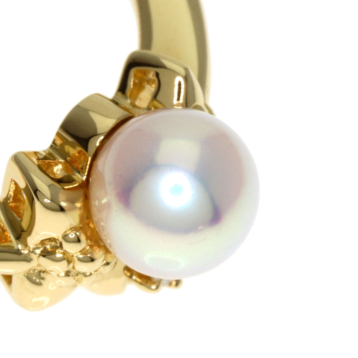 MIKIMOTO Pearl Pearl Diamond Ring K18 Yellow Gold Ladies [Used]