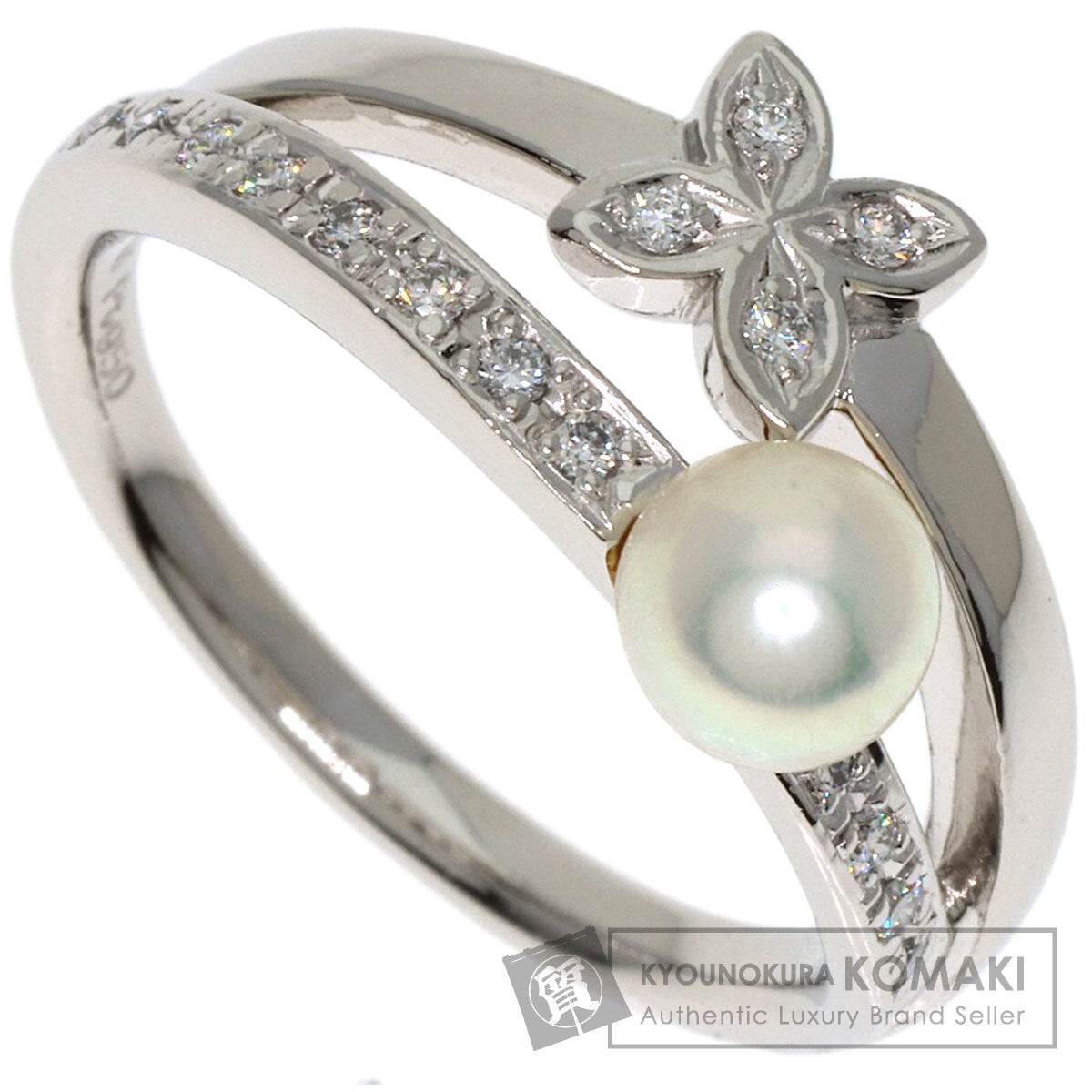 MIKIMOTO Pearl Pearl Diamond Ring Platinum PT950 Ladies [Used]