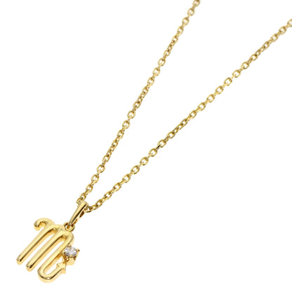 MIKIMOTO Initial M 1P Diamond Necklace K18 Yellow Gold Ladies [Used]