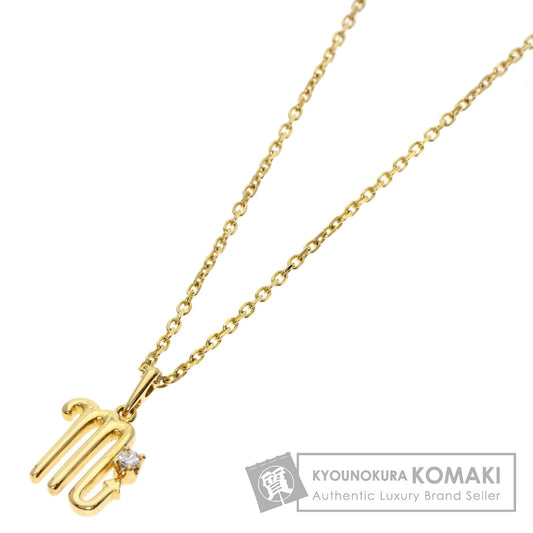 MIKIMOTO Initial M 1P Diamond Necklace K18 Yellow Gold Ladies [Used]