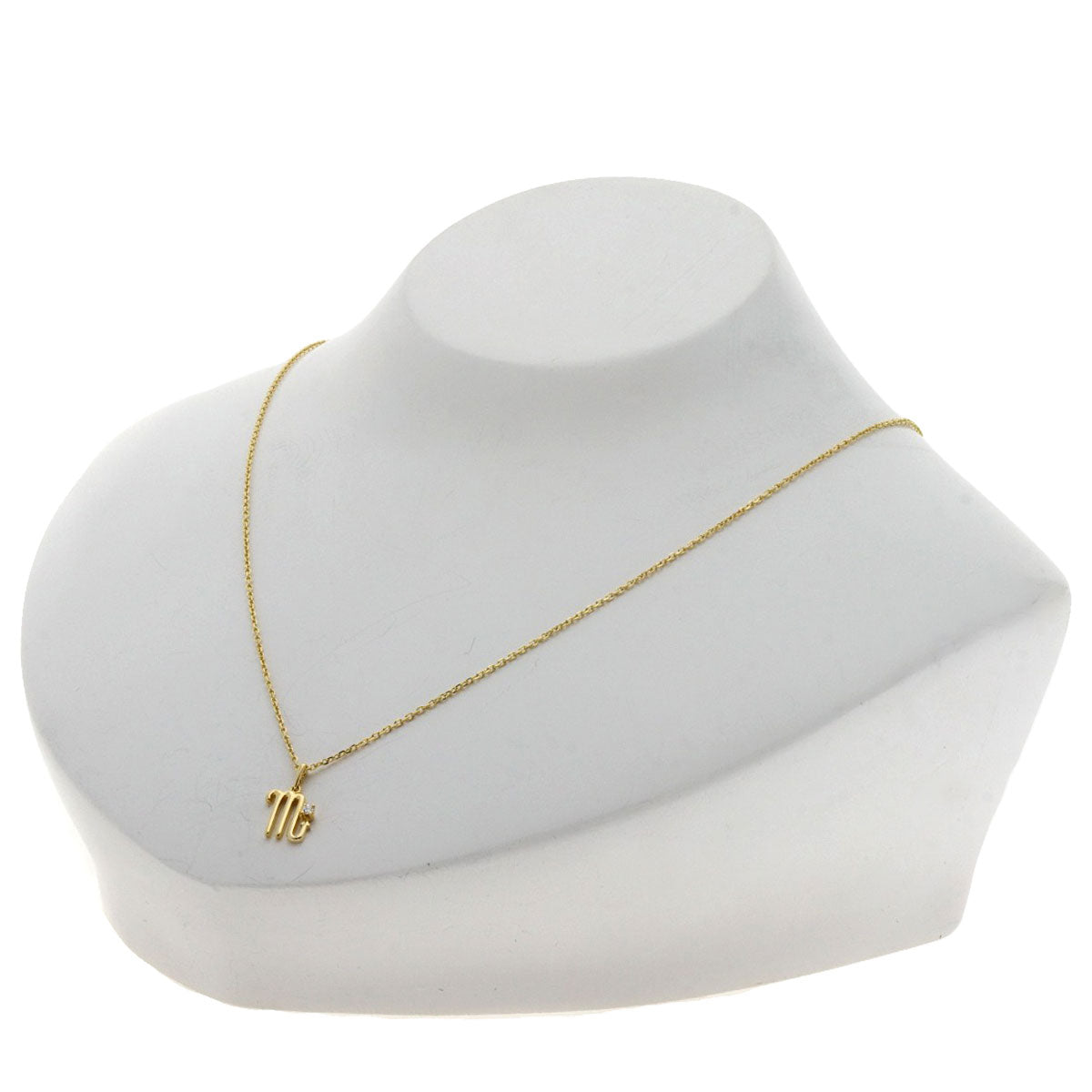 MIKIMOTO Initial M 1P Diamond Necklace K18 Yellow Gold Ladies [Used]