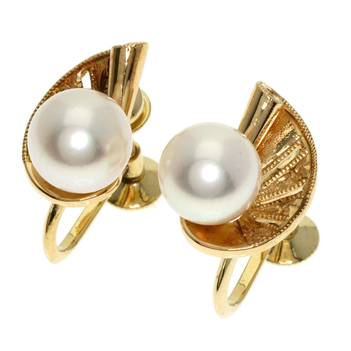 MIKIMOTO Pearl Pearl Earring K14 Yellow Gold Ladies [Used]