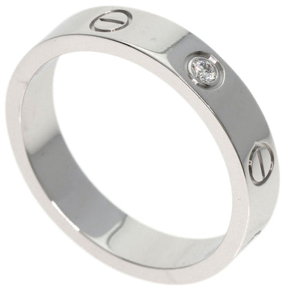 CARTIER Mini love ring 1P Diamond #53 Ring K18 White Gold Ladies [Used]
