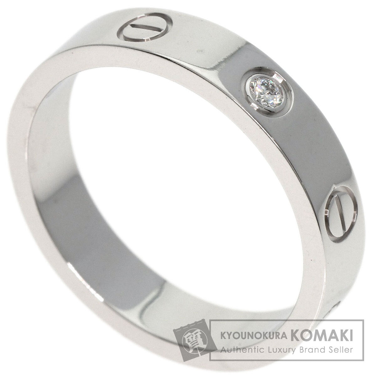 CARTIER Mini love ring 1P Diamond #53 Ring K18 White Gold Ladies [Used]