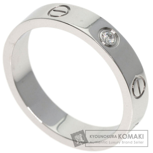 CARTIER Mini love ring 1P Diamond #53 Ring K18 White Gold Ladies [Used]