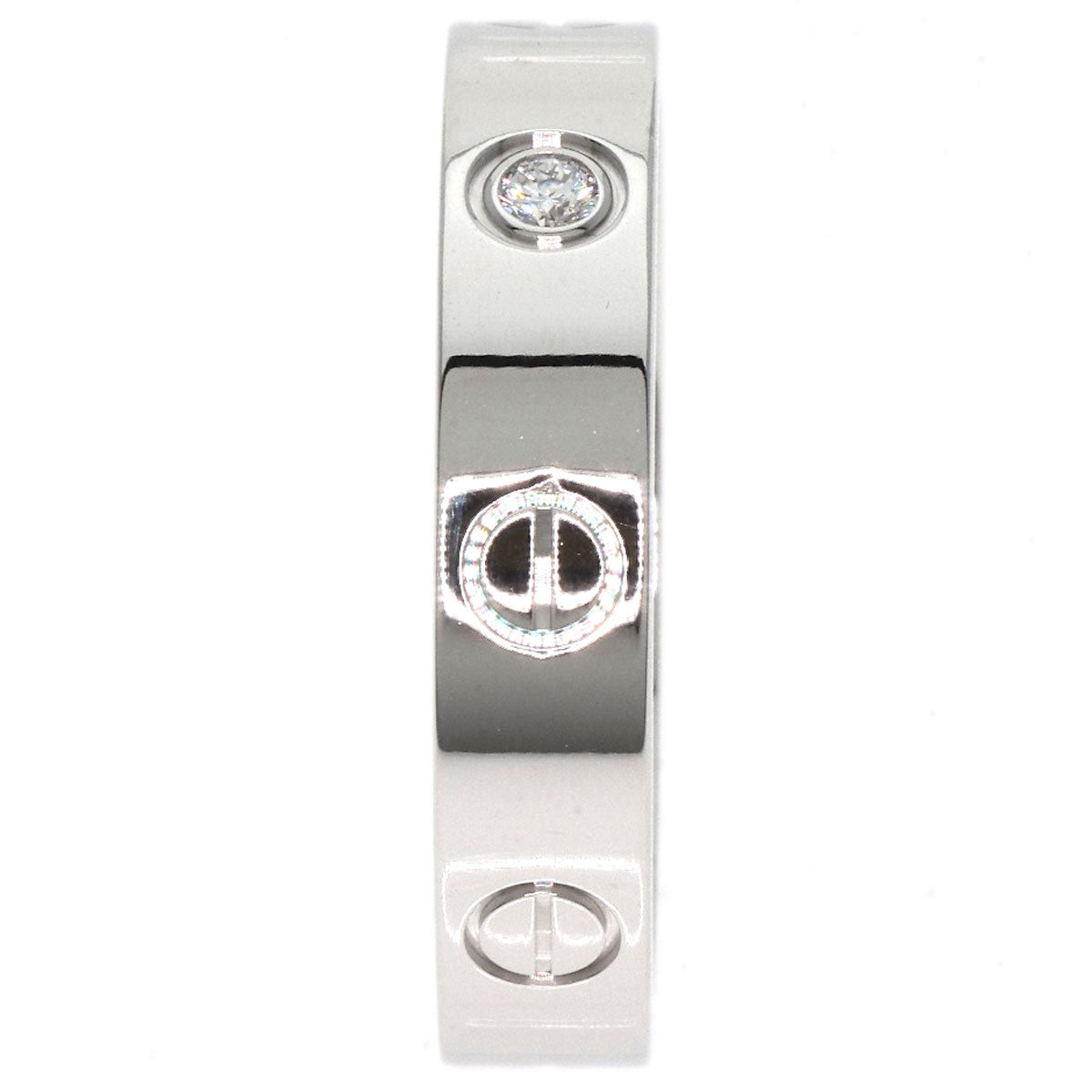 CARTIER Mini love ring 1P Diamond #53 Ring K18 White Gold Ladies [Used]