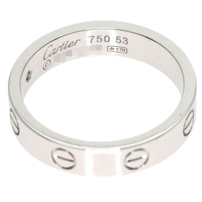 CARTIER Mini love ring 1P Diamond #53 Ring K18 White Gold Ladies [Used]