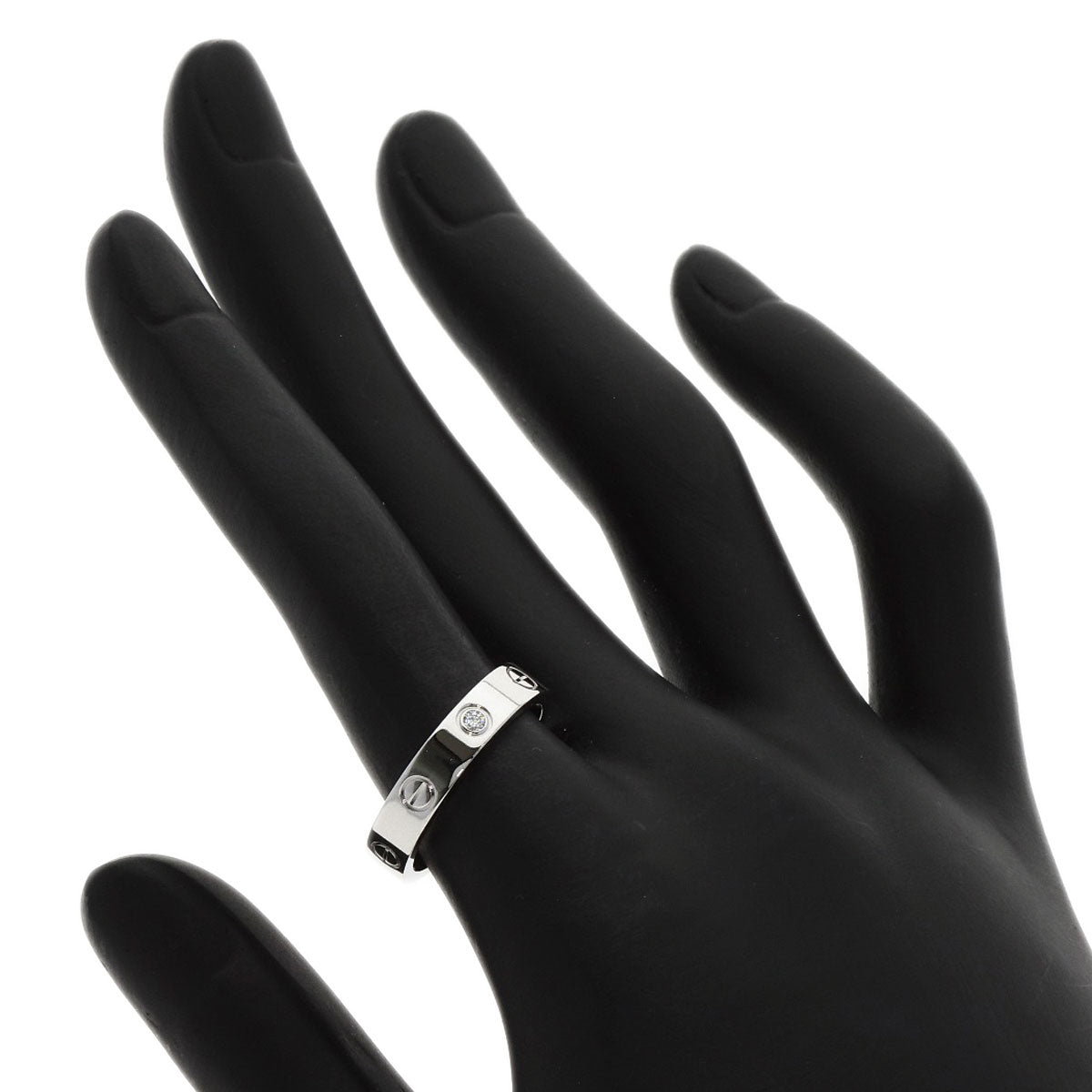CARTIER Mini love ring 1P Diamond #53 Ring K18 White Gold Ladies [Used]