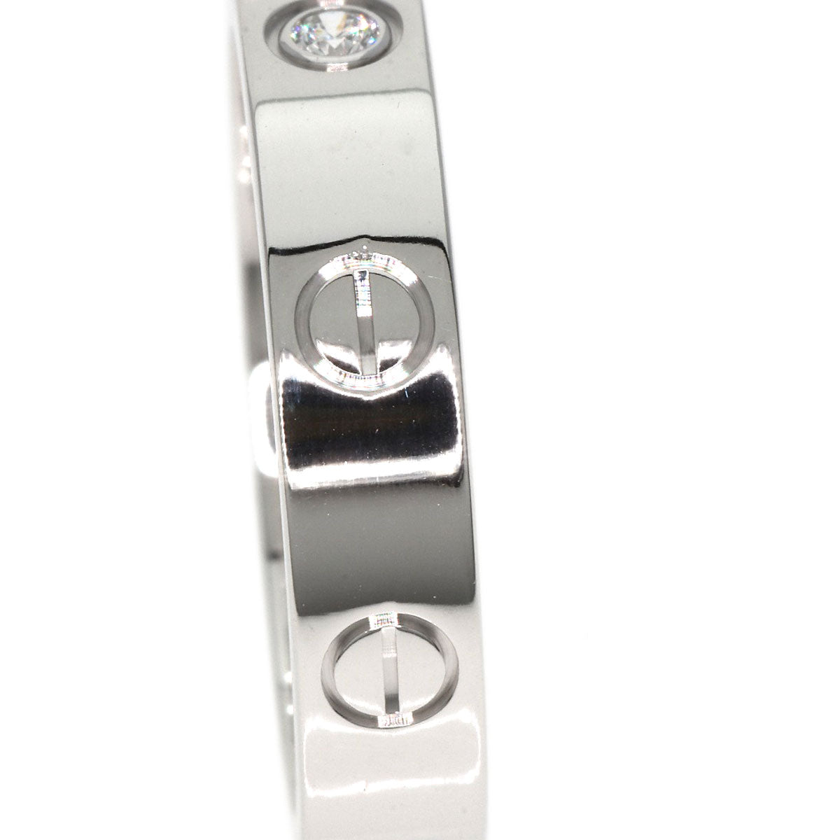 CARTIER Mini love ring 1P Diamond #53 Ring K18 White Gold Ladies [Used]