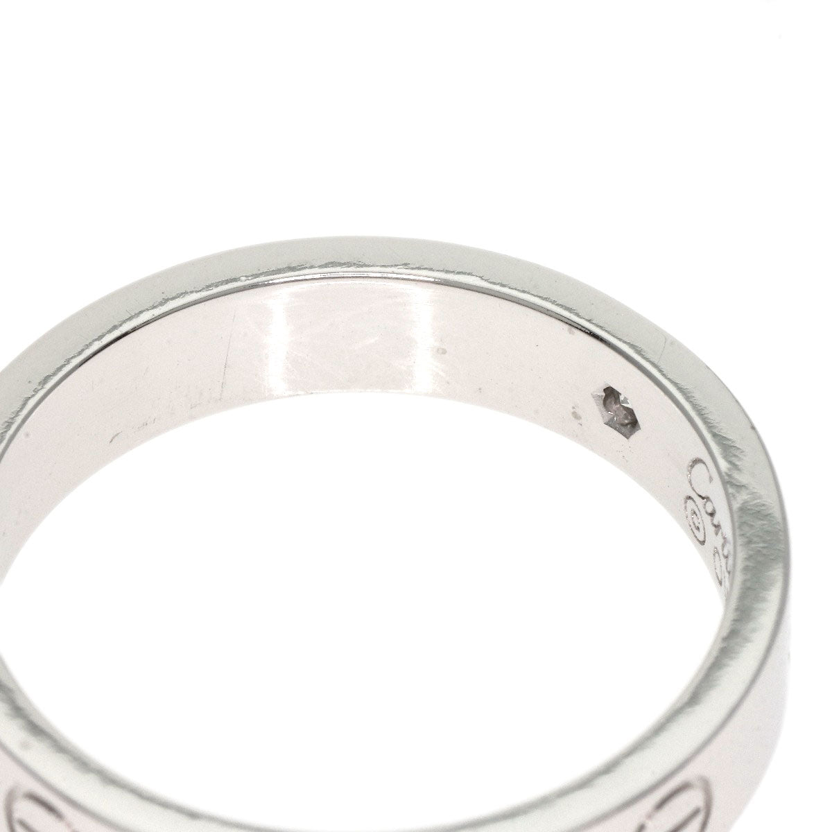 CARTIER Mini love ring 1P Diamond #53 Ring K18 White Gold Ladies [Used]