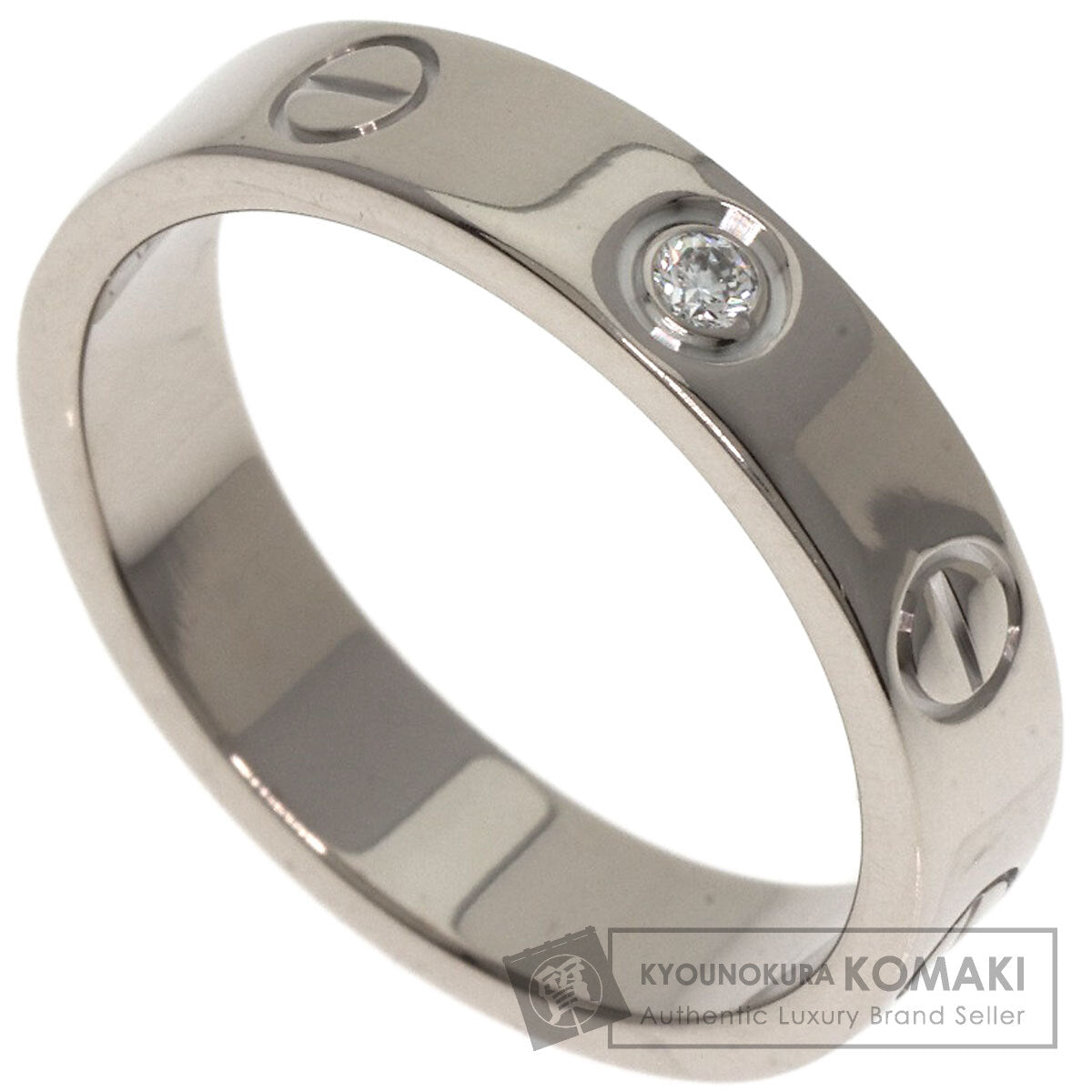 CARTIER mini love ring 1P Diamond #49 Ring K18 White Gold Ladies [Used]