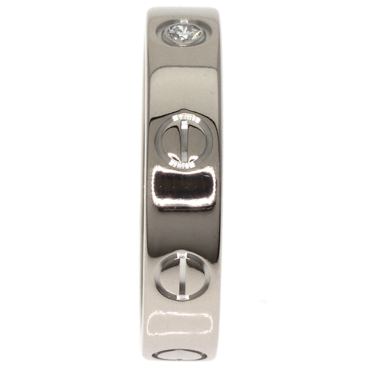 CARTIER mini love ring 1P Diamond #49 Ring K18 White Gold Ladies [Used]