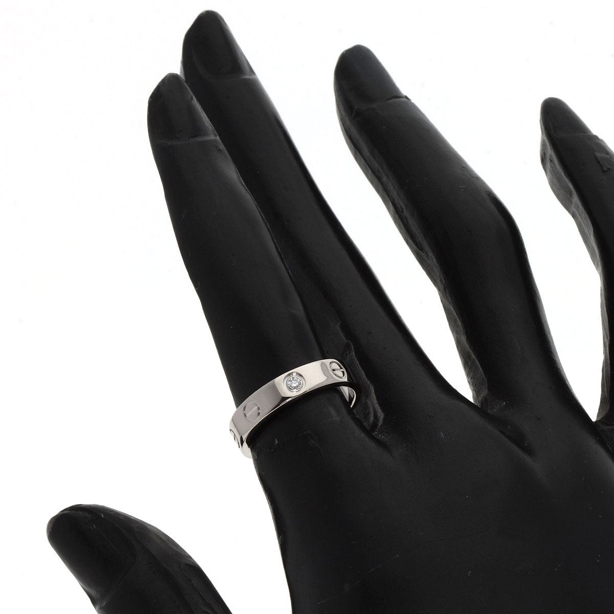 CARTIER mini love ring 1P Diamond #49 Ring K18 White Gold Ladies [Used]