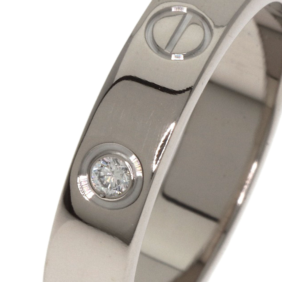 CARTIER mini love ring 1P Diamond #49 Ring K18 White Gold Ladies [Used]