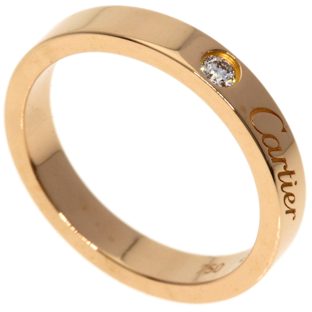 CARTIER Engraved 1P Diamond #49 Ring K18 Pink Gold Ladies [Used]
