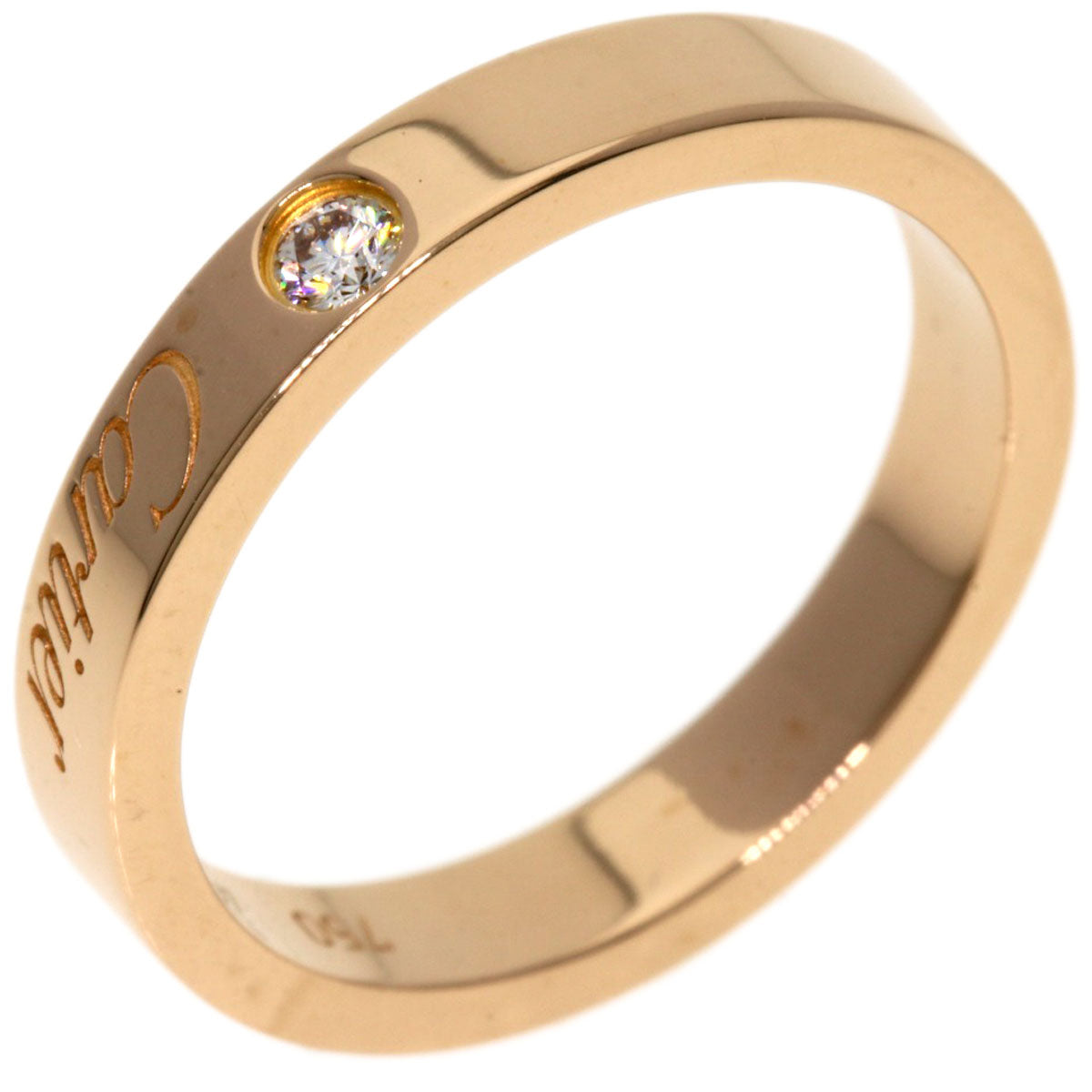 CARTIER Engraved 1P Diamond #49 Ring K18 Pink Gold Ladies [Used]