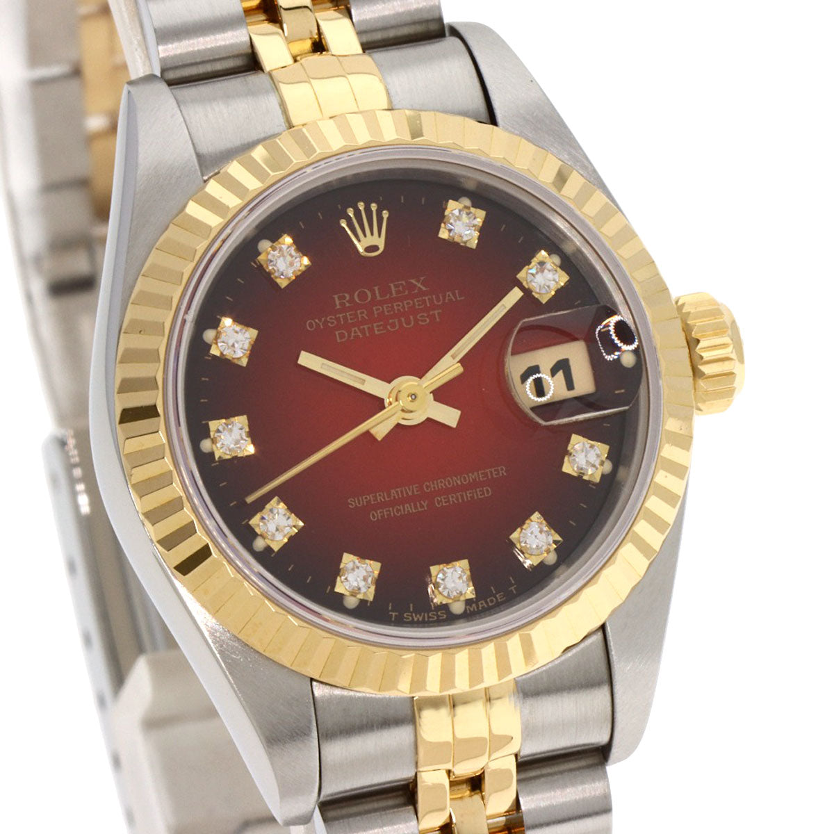 ROLEX Datejust 10P Diamond Cherry Gradation Watches 69173G Stainless Steel/SSxK18YG Ladies