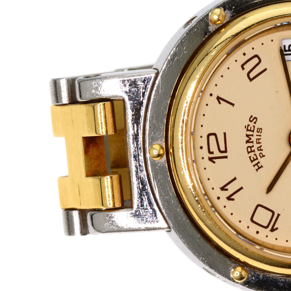HERMES Clipper Old Belt Watches Stainless Steel/SSxGP Ladies