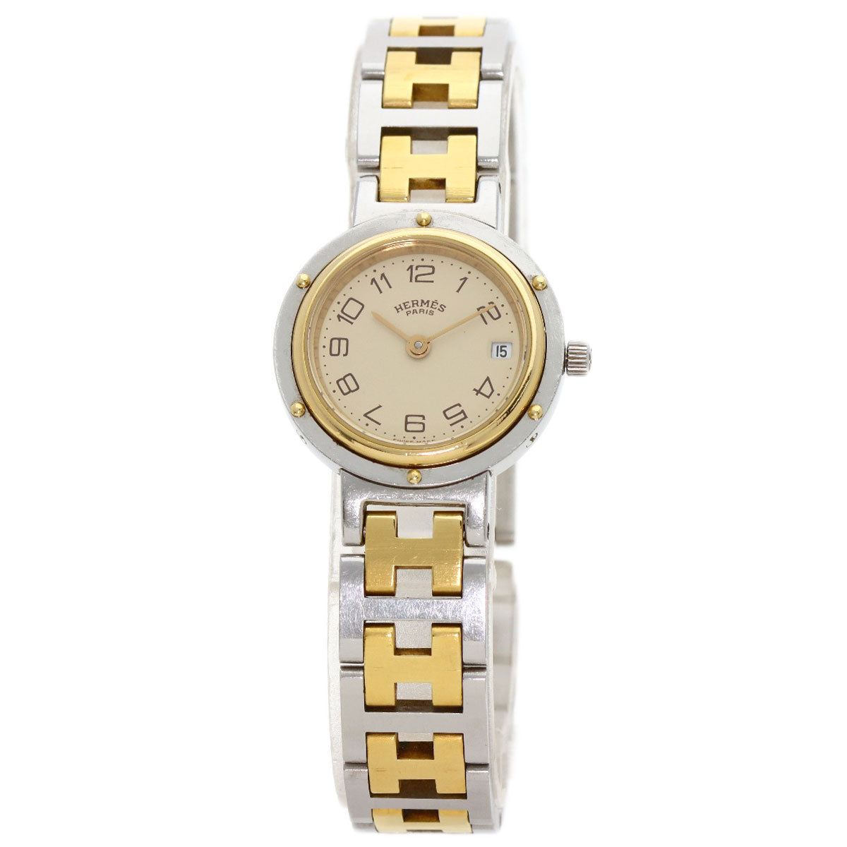 HERMES Clipper Old Belt Watches Stainless Steel/SSxGP Ladies