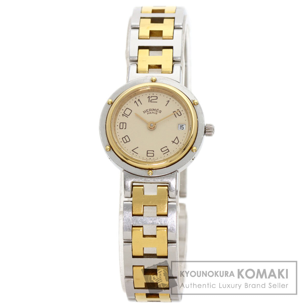 HERMES Clipper Old Belt Watches Stainless Steel/SSxGP Ladies