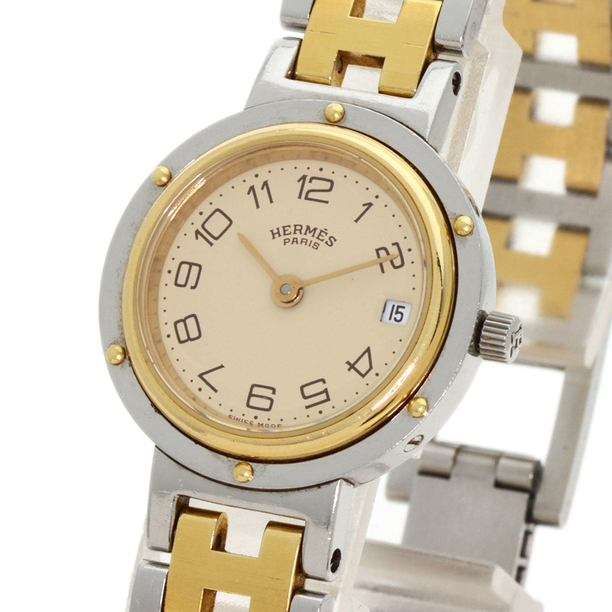 HERMES Clipper Old Belt Watches Stainless Steel/SSxGP Ladies