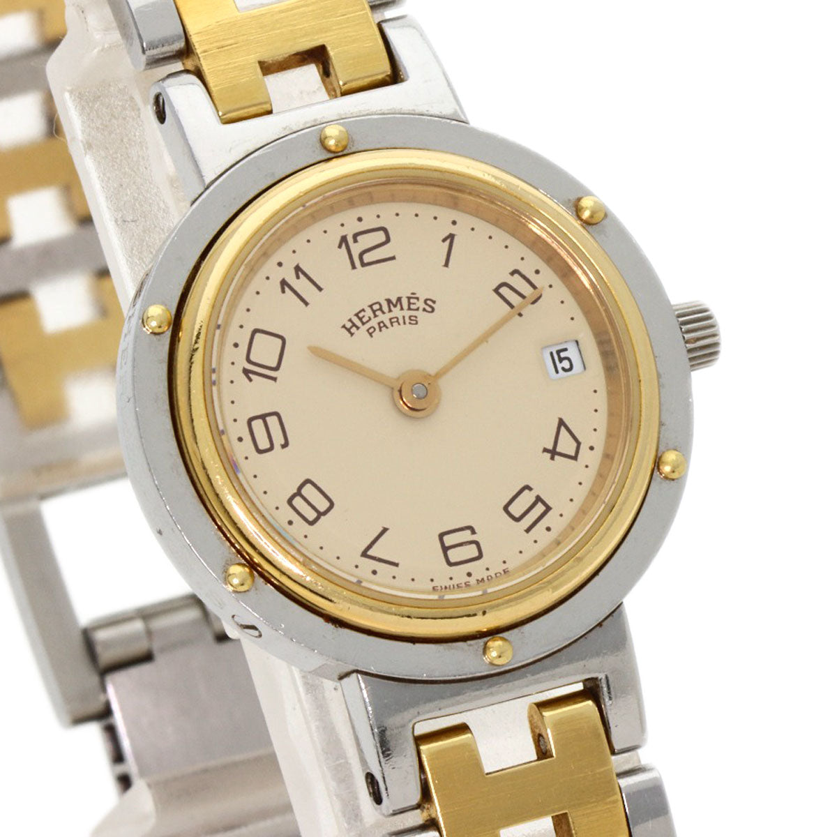 HERMES Clipper Old Belt Watches  Stainless Steel/SSxGP Ladies