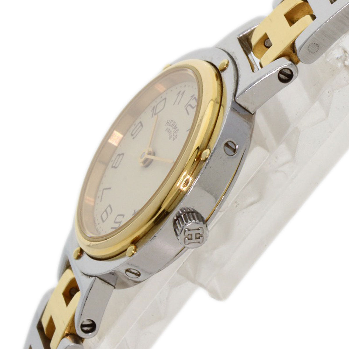 HERMES Clipper Old Belt Watches Stainless Steel/SSxGP Ladies