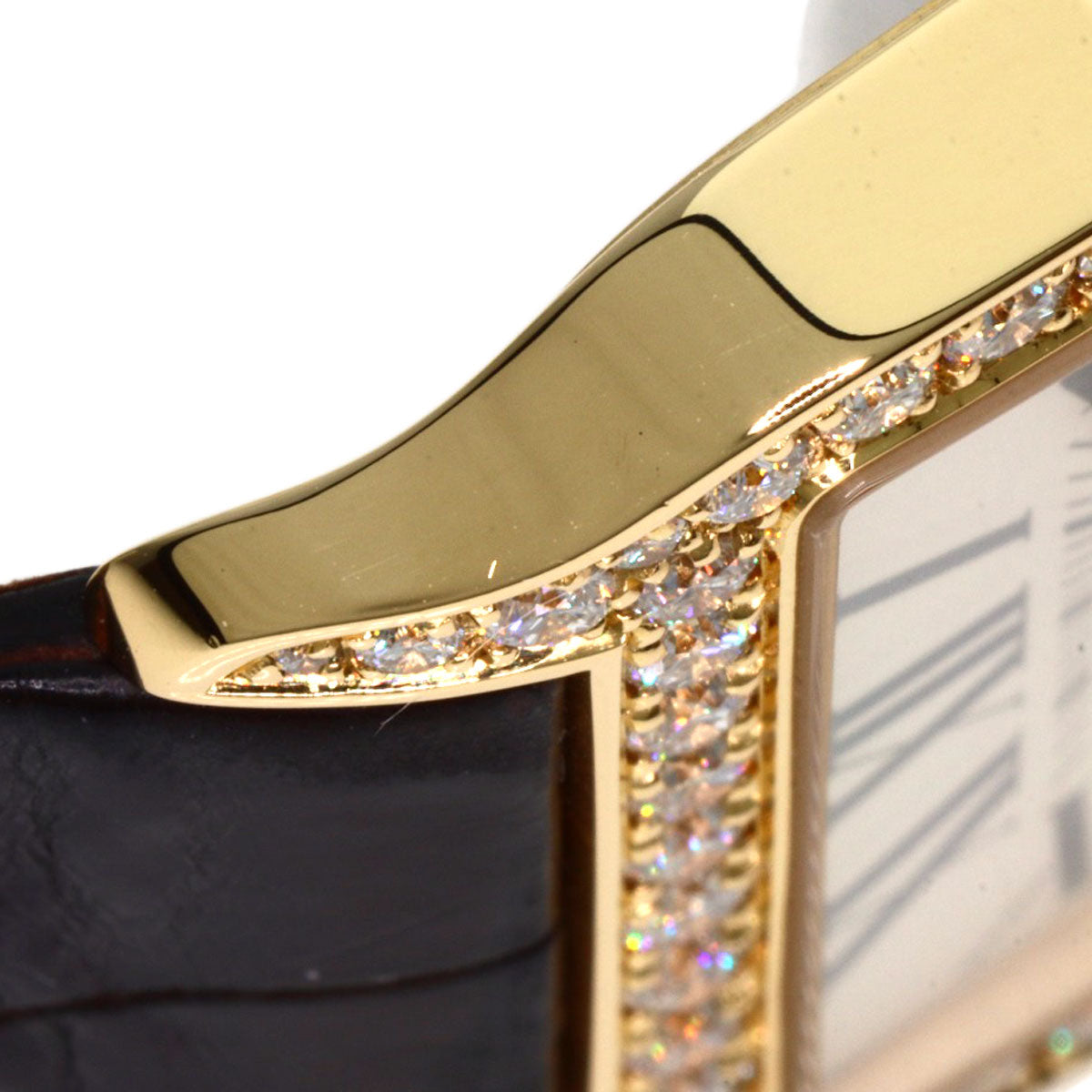 CARTIER Santos-Dumont Diamond Bezel Watches WH100451 K18 Pink Gold/Leather mens