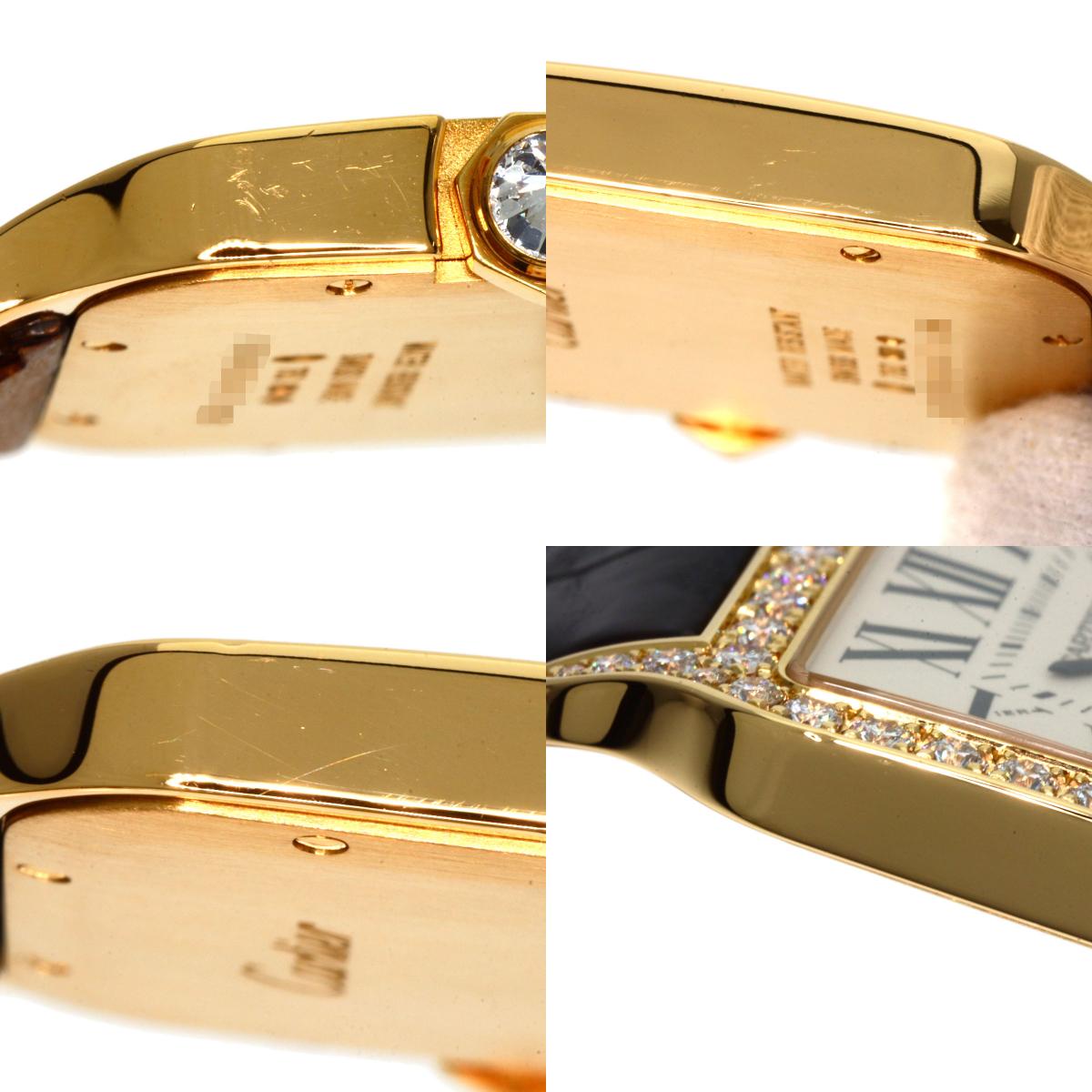 CARTIER Santos-Dumont Diamond Bezel Watches WH100451 K18 Pink Gold/Leather mens