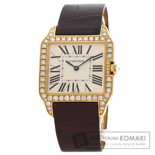 CARTIER Santos-Dumont Diamond Bezel Watches WH100451 K18 Pink Gold/Leather mens