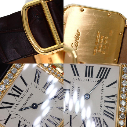 CARTIER Santos-Dumont Diamond Bezel Watches WH100451 K18 Pink Gold/Leather mens