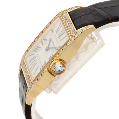 CARTIER Santos-Dumont Diamond Bezel Watches WH100451 K18 Pink Gold/Leather mens