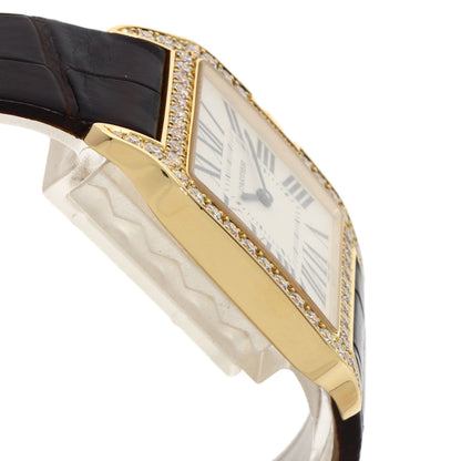 CARTIER Santos-Dumont Diamond Bezel Watches WH100451 K18 Pink Gold/Leather mens