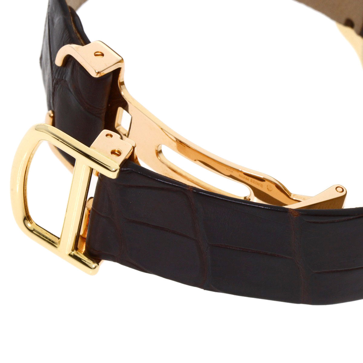 CARTIER Santos-Dumont Diamond Bezel Watches WH100451 K18 Pink Gold/Leather mens