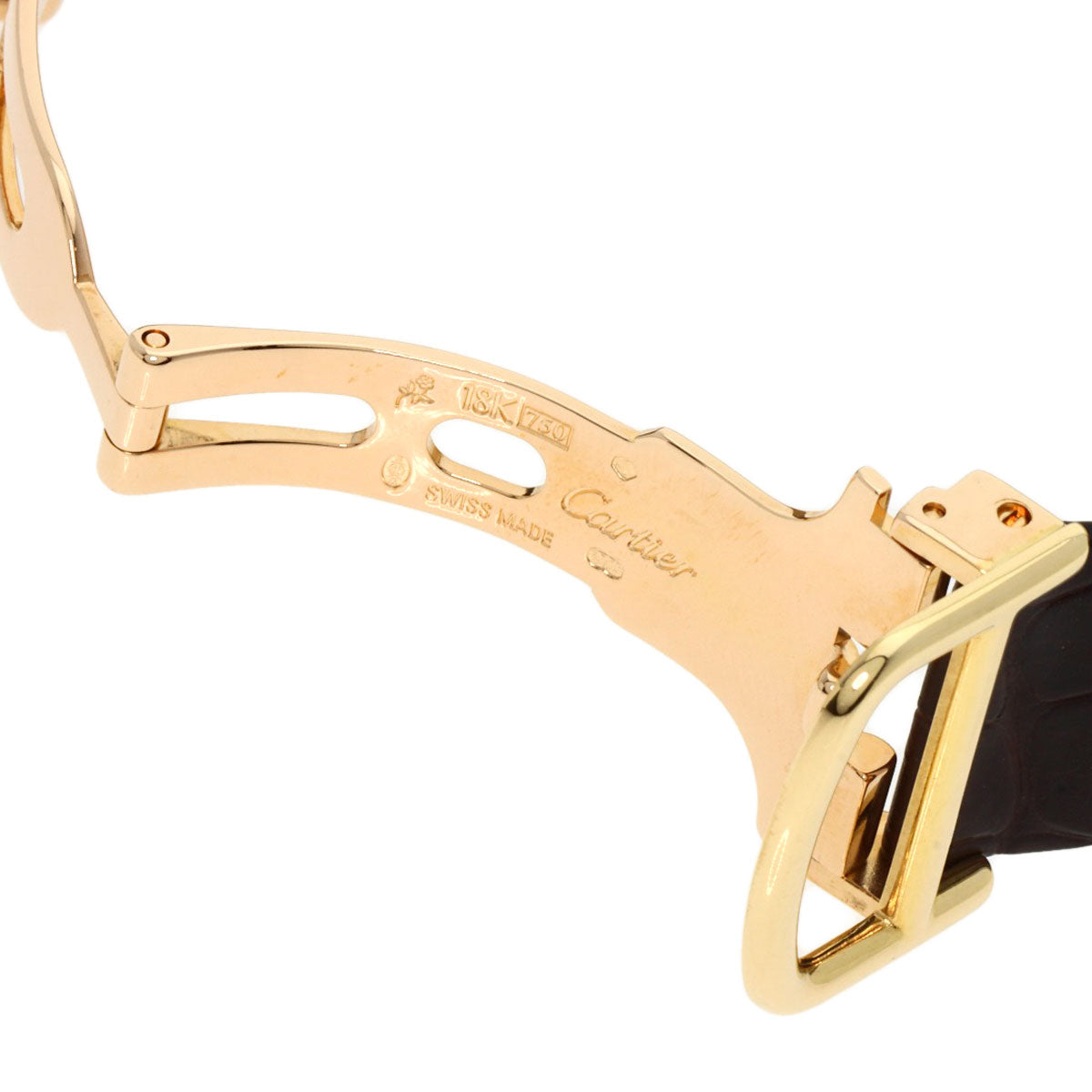 CARTIER Santos-Dumont Diamond Bezel Watches WH100451 K18 Pink Gold/Leather mens