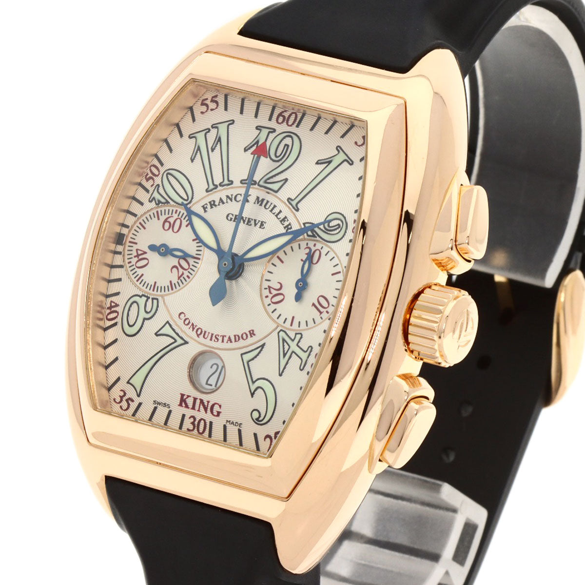 FRANCK MULLER Conquistador King Chronograph Watches 8001 CC KING K18 Pink Gold/Rubber mens