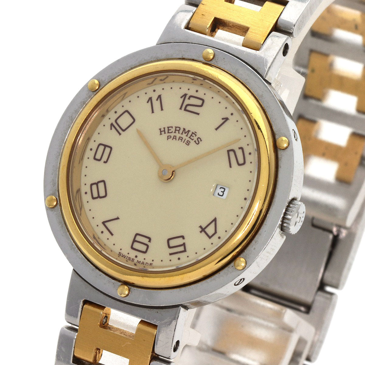 HERMES Clipper Watches Stainless Steel/SSxGP Ladies