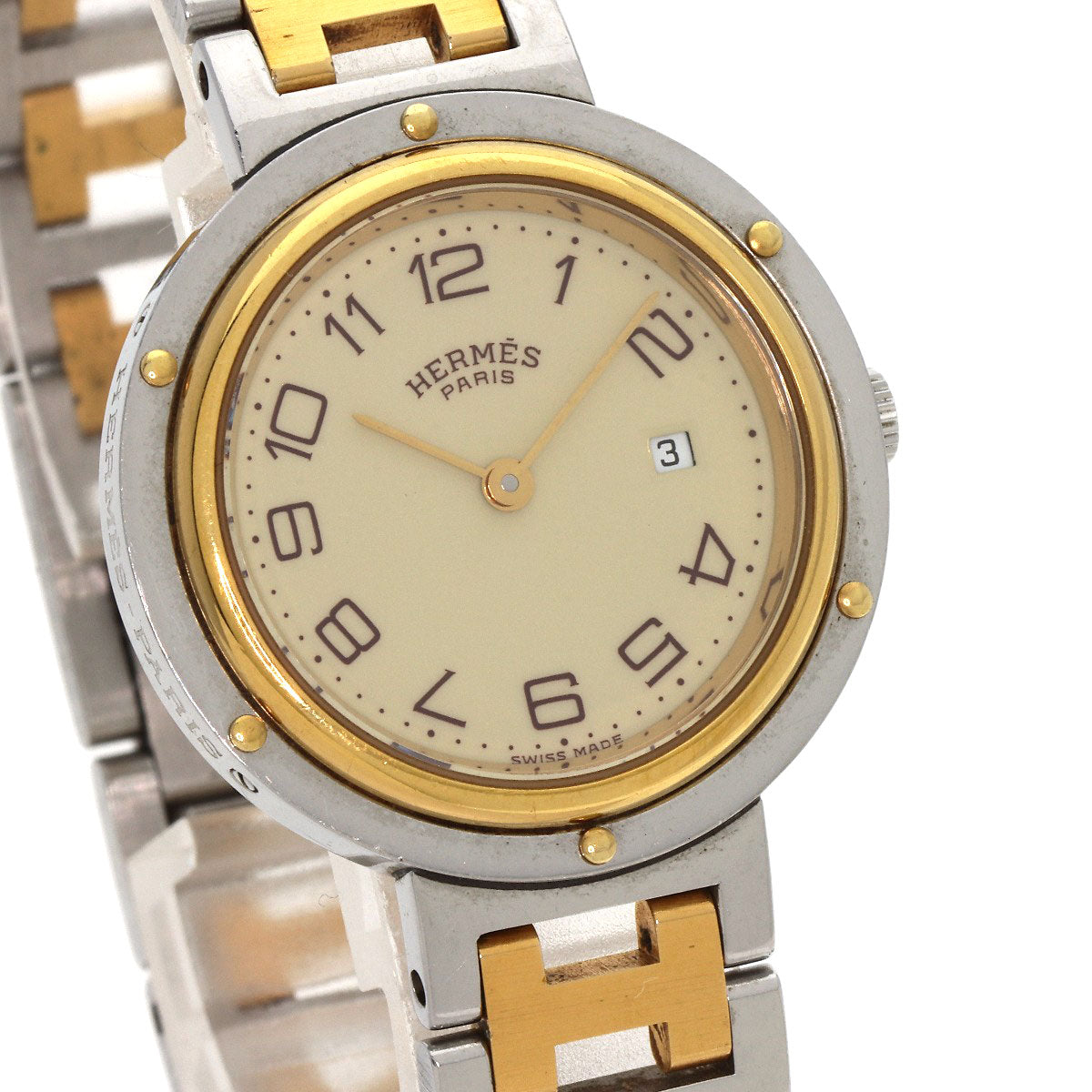 HERMES Clipper Watches Stainless Steel/SSxGP Ladies