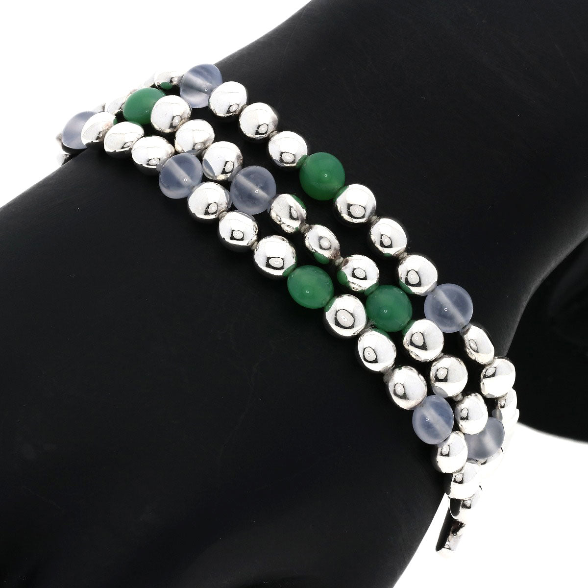 TIFFANY&Co. Natural stone triple row Bracelet Silver Ladies [Used]