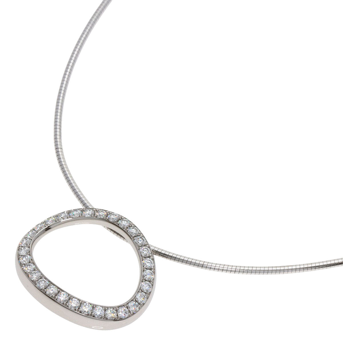 Gimel   Necklace Oval Diamond Omega Chain Platinum PT950 K18 White GoldLadies