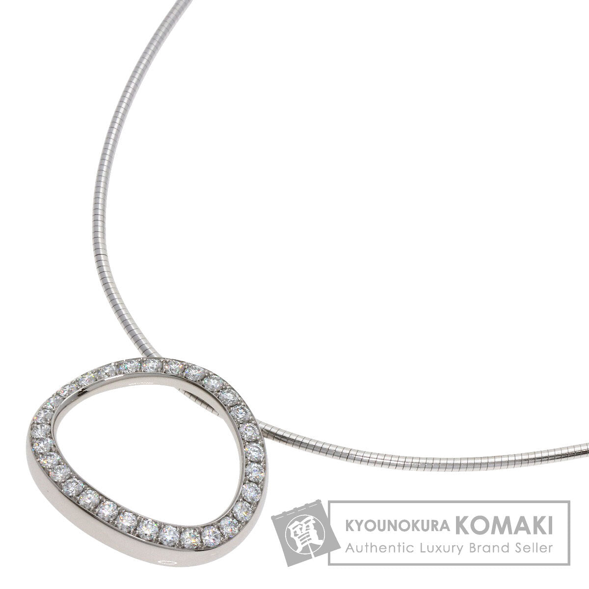 Gimel   Necklace Oval Diamond Omega Chain Platinum PT950 K18 White GoldLadies