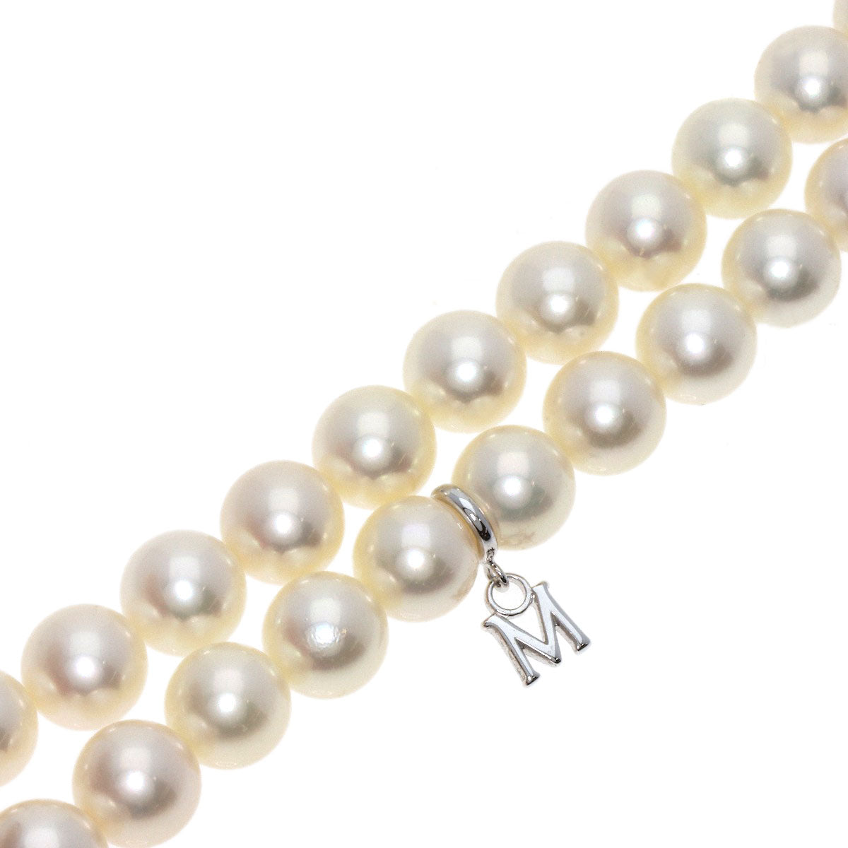 MIKIMOTO Pearl Pearl M Charm Earrings 2-piece set Necklace Silver Ladies [Used]