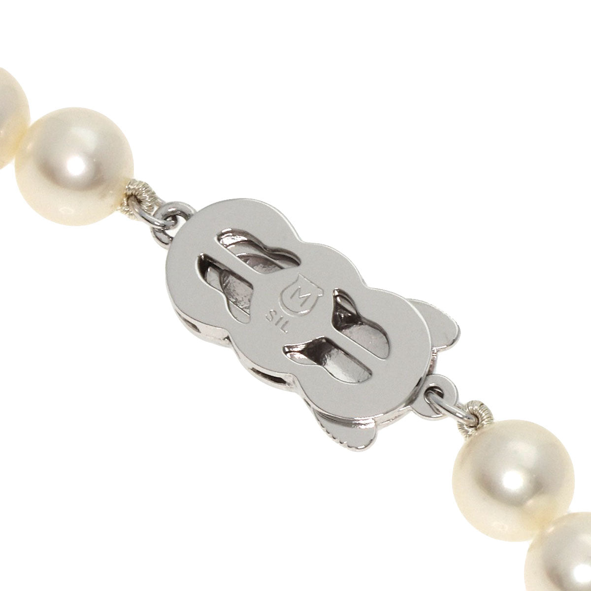 MIKIMOTO Pearl Pearl M Charm Earrings 2-piece set Necklace Silver Ladies [Used]
